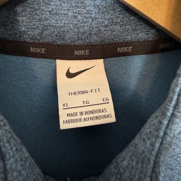 Nike Sweater Mens L Blue Therma Fit‎ Pullover Sweatshirt 1/4 Zip Long Sleeve - Picture 3 of 7
